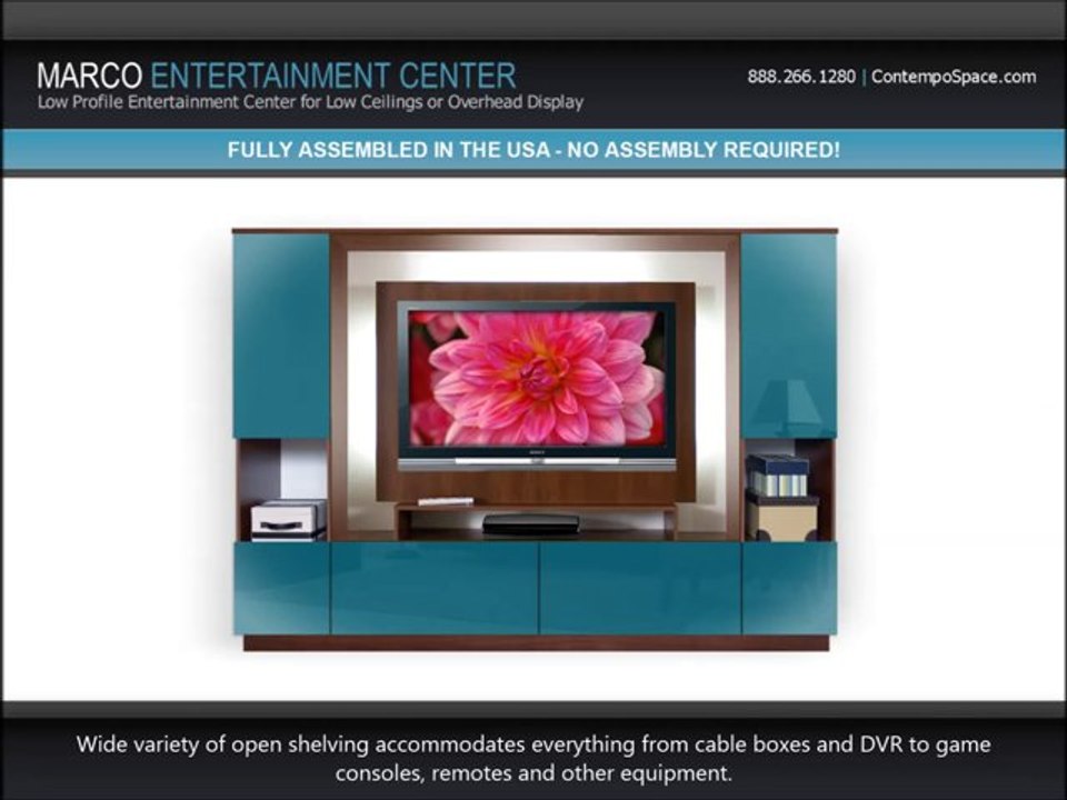 Marco Low Profile Entertainment Center for Low Ceilings or Overhead Display | Item #: 4155