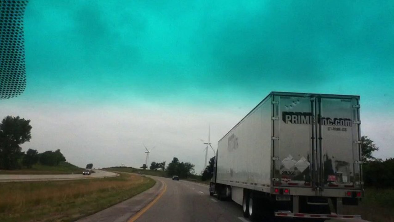 Wind farm on the Interstate