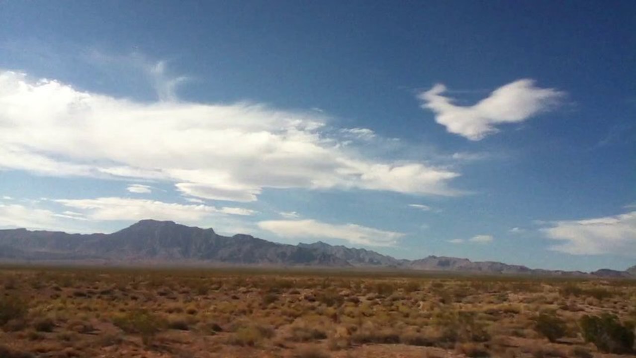 Desert view driving towards Las Vegas