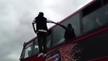 Man Levitates Beside Moving Bus