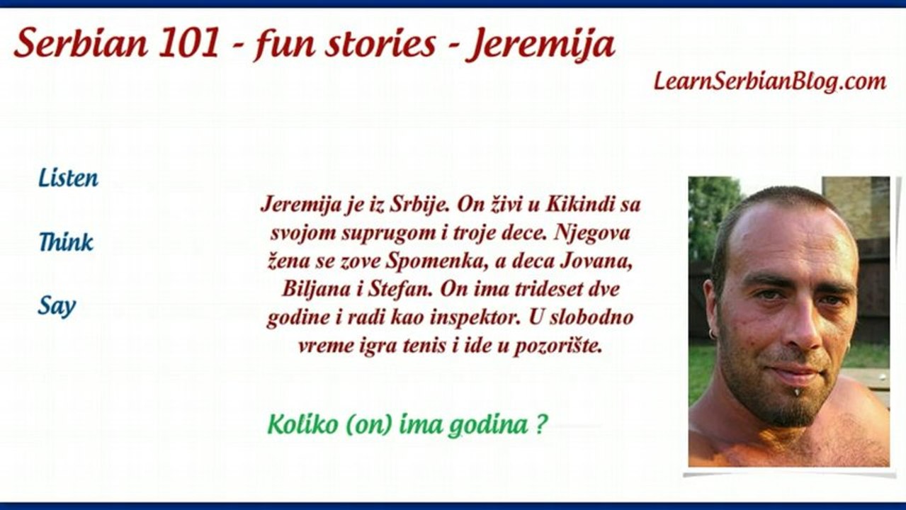 Serbian 101 - Who is Jeremija - Reading Practice