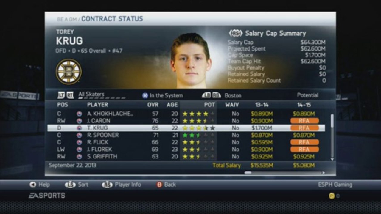 NHL 14: GM Mode (Boston Bruins) Ep. 1 "Looking at the Roster"