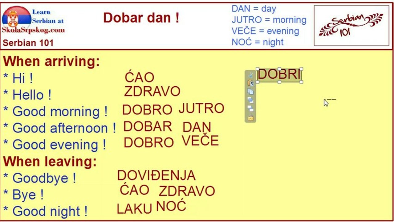 Serbian 101 - Greetings in Serbian Explanation