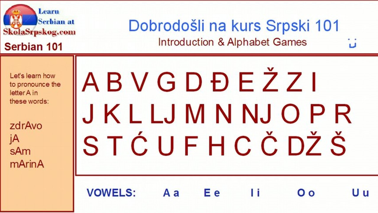 Serbian 101 - Latin Script Alphabet