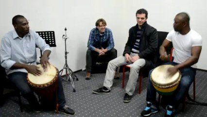 Djembe moment with Thomas Guei for the Christina Goh concept