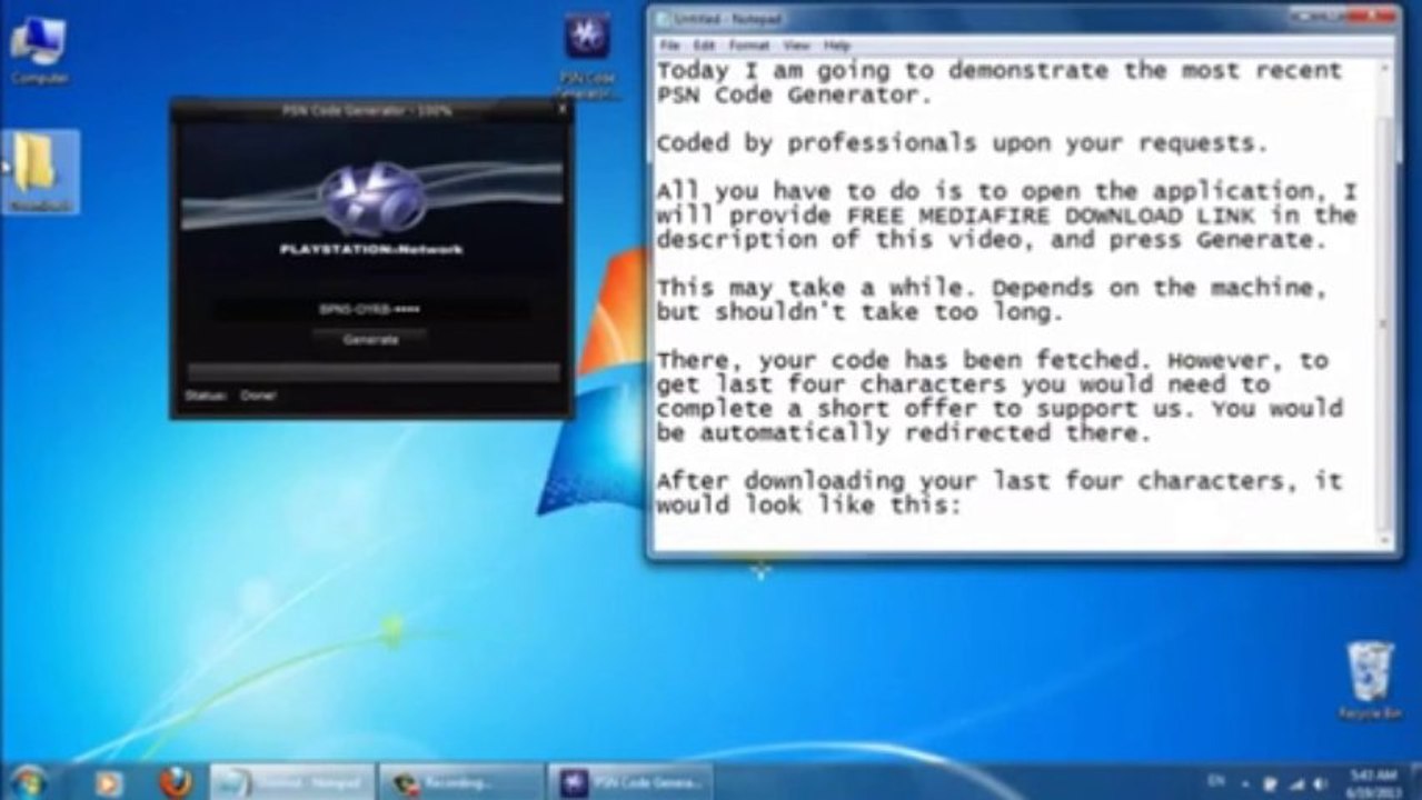 PSN Code Generator - Works as of 2013