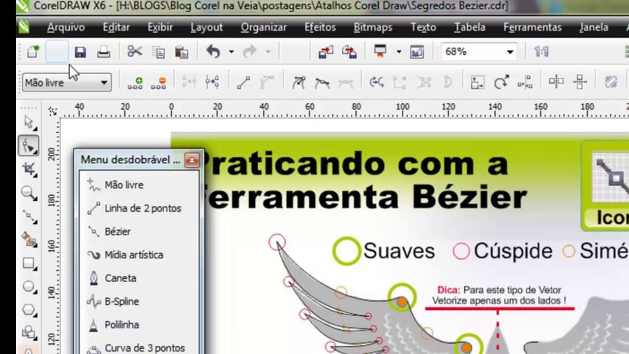 Os Segredos da Ferramenta Bézier No Corel Draw X6