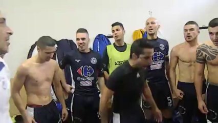 USO Florensac Pinet - Gigean R S (2-1) Joie après le match dans le vestiaire