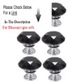 Clearance 6 Pcs 40mm Crystal Glass Cupboard Wardrobe Cabinet Door Drawer Kitchen Knobs Handle