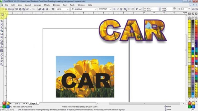 How to create unique text effect with Background image in Corel Draw English blogshlog.com