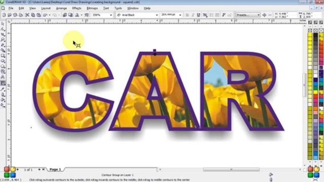 How to create unique text effect with Background image in Corel Draw Urdu Hindi blogshlog.com