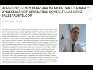 ULAS DENIZ, SENEM DENIZ, JAK MATALON, SULE KARACA ::: WHOLESALE VOIP ORIGINATION CONTACT-ULAS-DENIZ-SALESARUSTELCOM