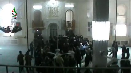 shia bomb sunni masjid al umri in Homs province of syria during friday sermon