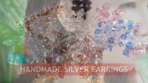 Handmade silver earrings with swarovski crystals, wholesale from Thailand