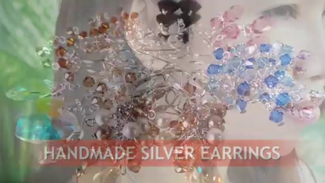 Handmade silver earrings with swarovski crystals, wholesale from Thailand