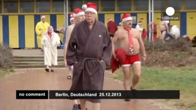 Swimmers take cold plunge on Christmas day