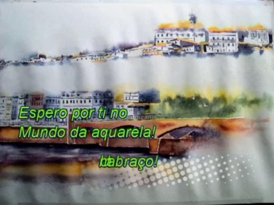 Coimbra nevoada. Aquarela passo a passo. Aulas grátis.