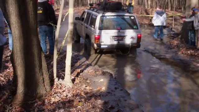 4x4 Offroading Jeep Stuck In Deep Water