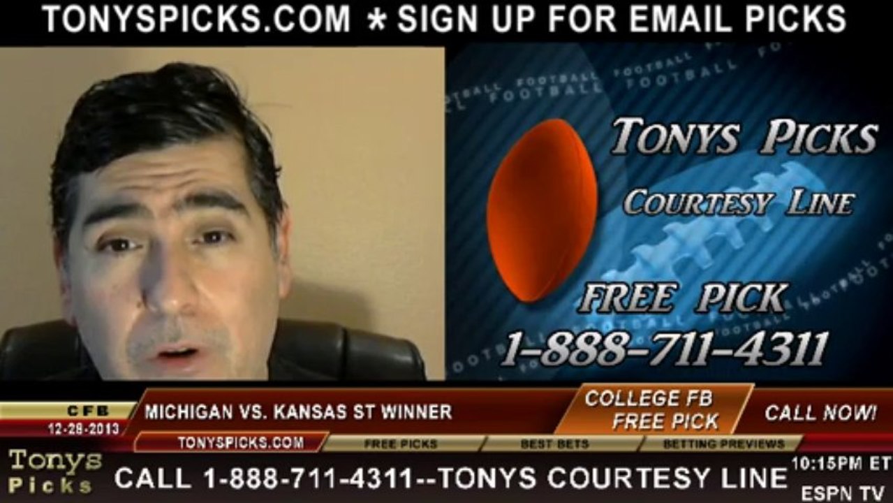 Kansas St Wildcats vs. Michigan Wolverines Pick Prediction Buffalo Wild Wings Bowl NCAA College Football Odds Preview 12-28-2013