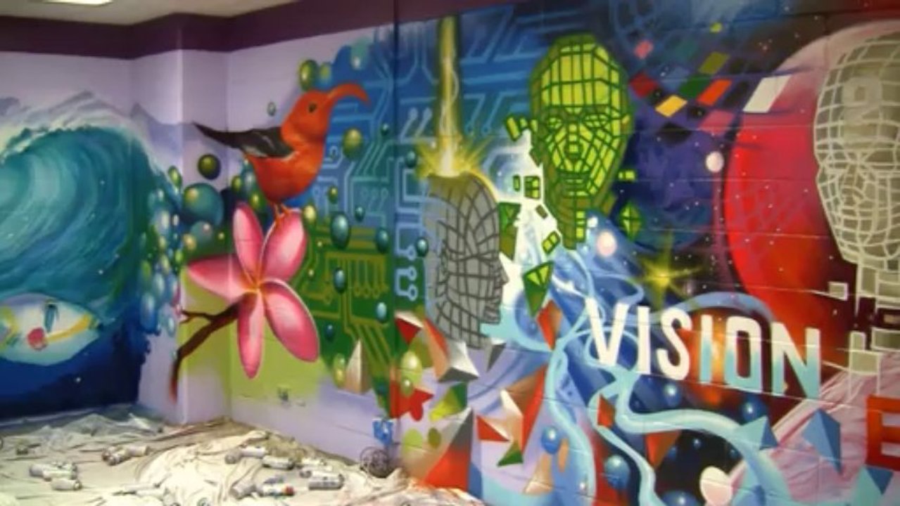 Deisgn Thinking mural by Aerosol Artist Caleb Aero