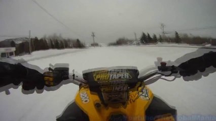 GOPRO HD - 600 Rev Powerful Snowmobile Wheelies And Crash