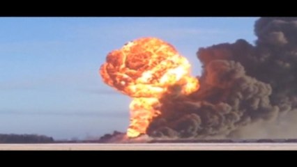 Collision with train carrying crude oil causes massive explosion