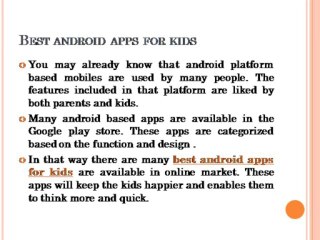 Android Apps Best for Kids