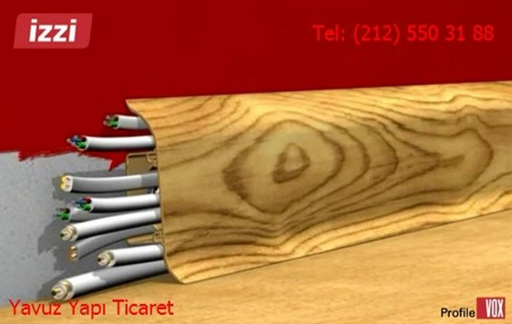 VOX - İZZİ 55mm - Kablo Kanallı PVC Süpürgelik Laminat Parke Plastik Süpürgelik Geniş Kablo Kanalı 2014 Modelleri Çeşitleri Renkli Fiyatları