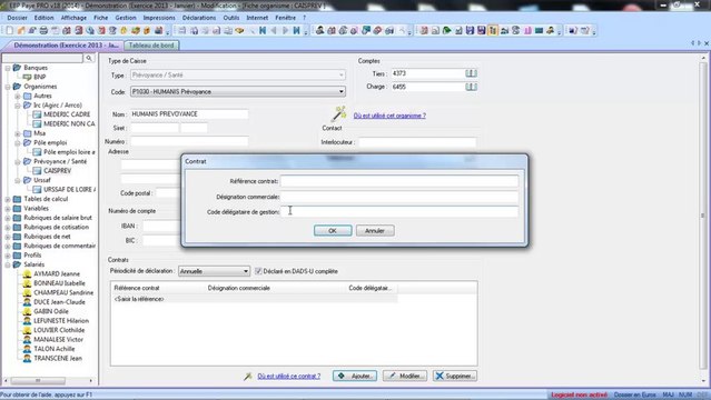 Paramétrage des organismes EBP Paye V18