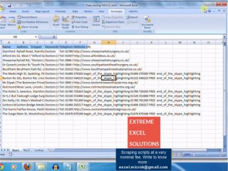 Yell.com Data Extraction using Excel Program
