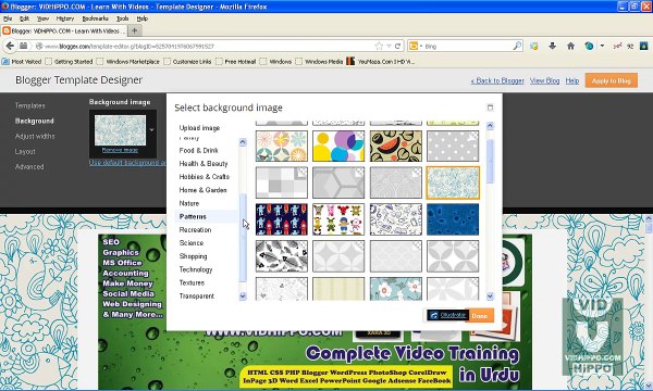 Blogger in Urdu - Class 19 - Changing Blog Template - ViDHIPPO.COM