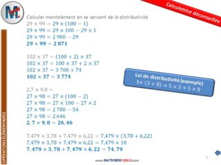 Exercice: Calcul mental par distributivité