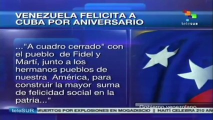 Venezuela felicita a cuba por 55 aniversario de su revolución