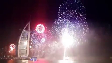 Fireworks at Burj Al-Arab on NYE 2014