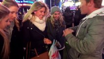 New Year’s Kissing Card Trick At Times Square