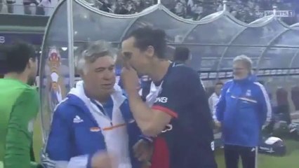 Zlatan Ibrahimovic décoiffe Carlo Ancelotti
