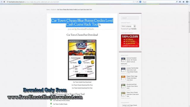 Car Town Cheats Blue Points Credits Cash Coins Hack (2014 Updated)