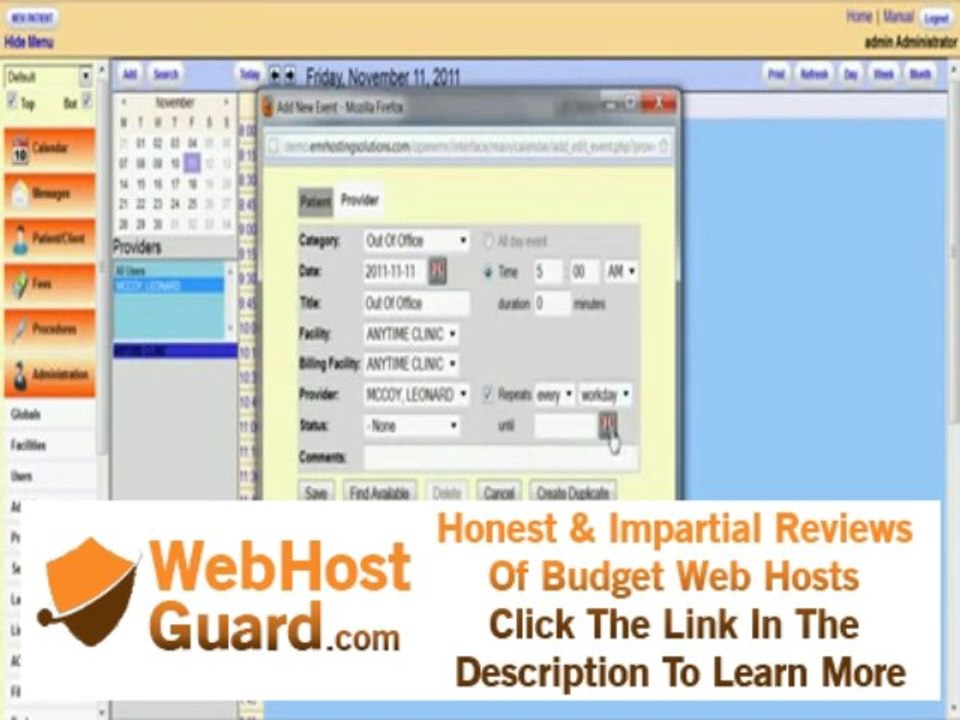 OpenEMR Training Video #3  Calender Setup by EMR Hosting Solutions avi   YouTube