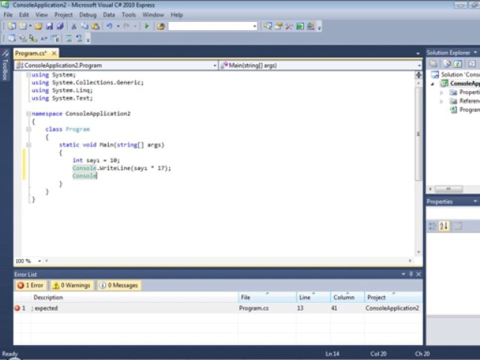 C# da İnt Değişkeni ile işlem Örneği