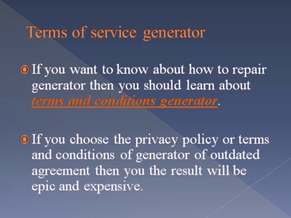 Terms and generator