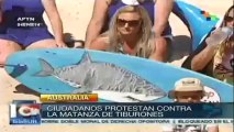 Protestas en Australia contra matanza de tiburones