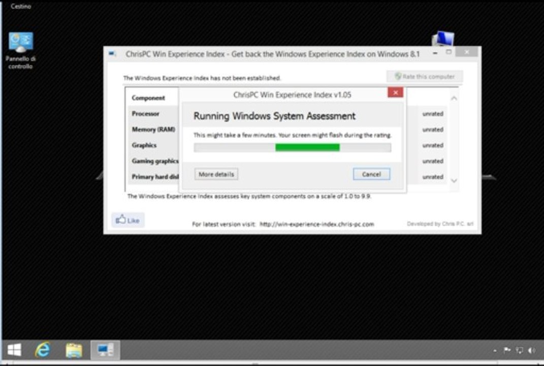 Windows Experience Index on Windows 8.1+portable
