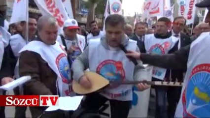 Öğretmenlerden türkülü protesto