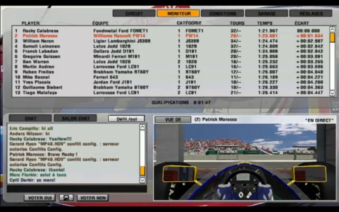 Essai retransmission course monza rfactor F1 91