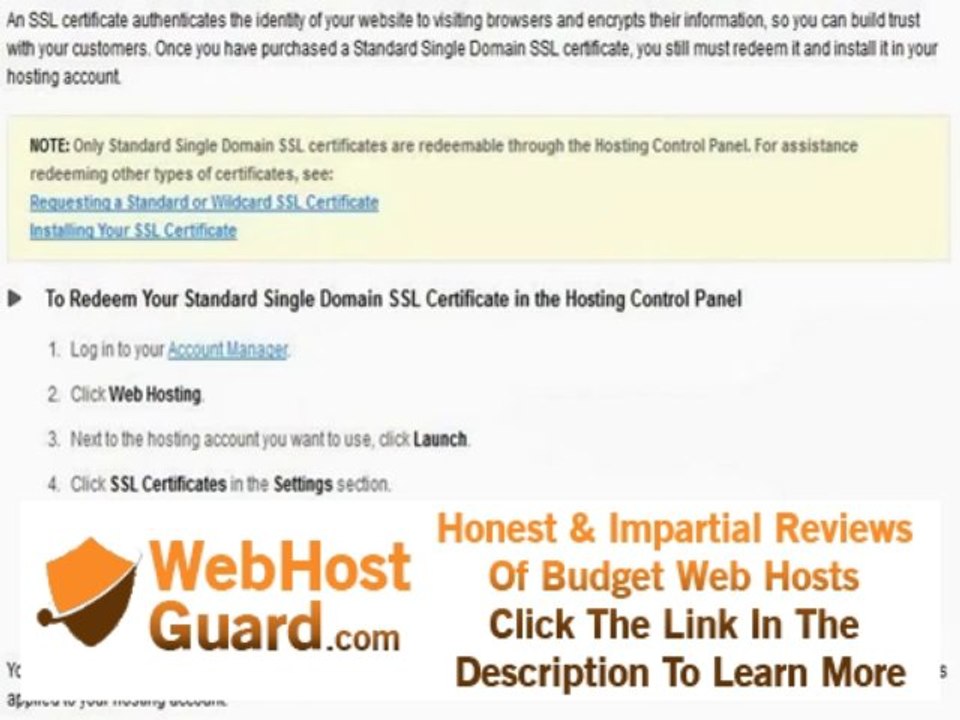 Redeeming a Standard Single Domain SSL Certificate in the Hosting Control Panel Java tutorials