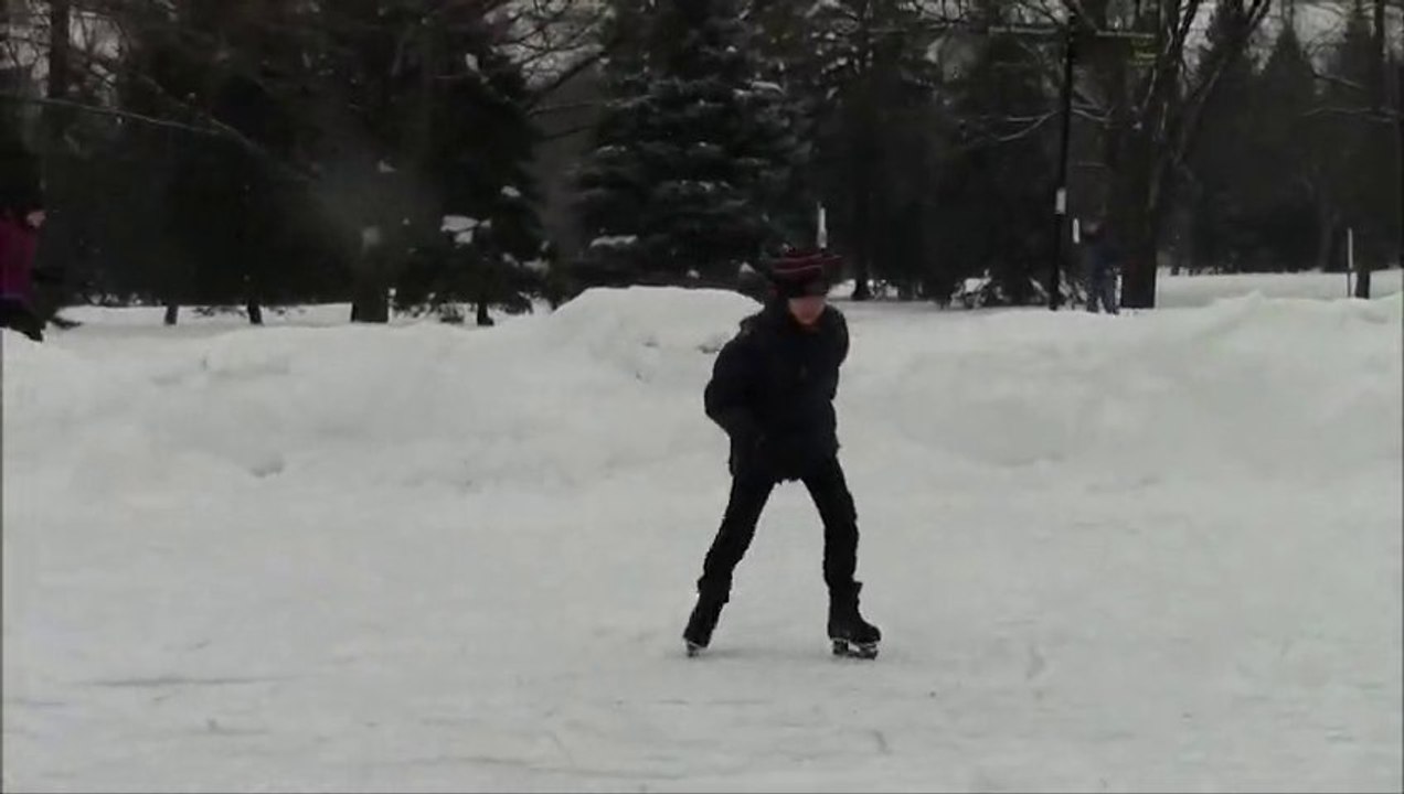 "Snow Fun at Park,Skate & Slide, Father & Son" Montreal. (We are Young,Yes we are:) 5th January 2014