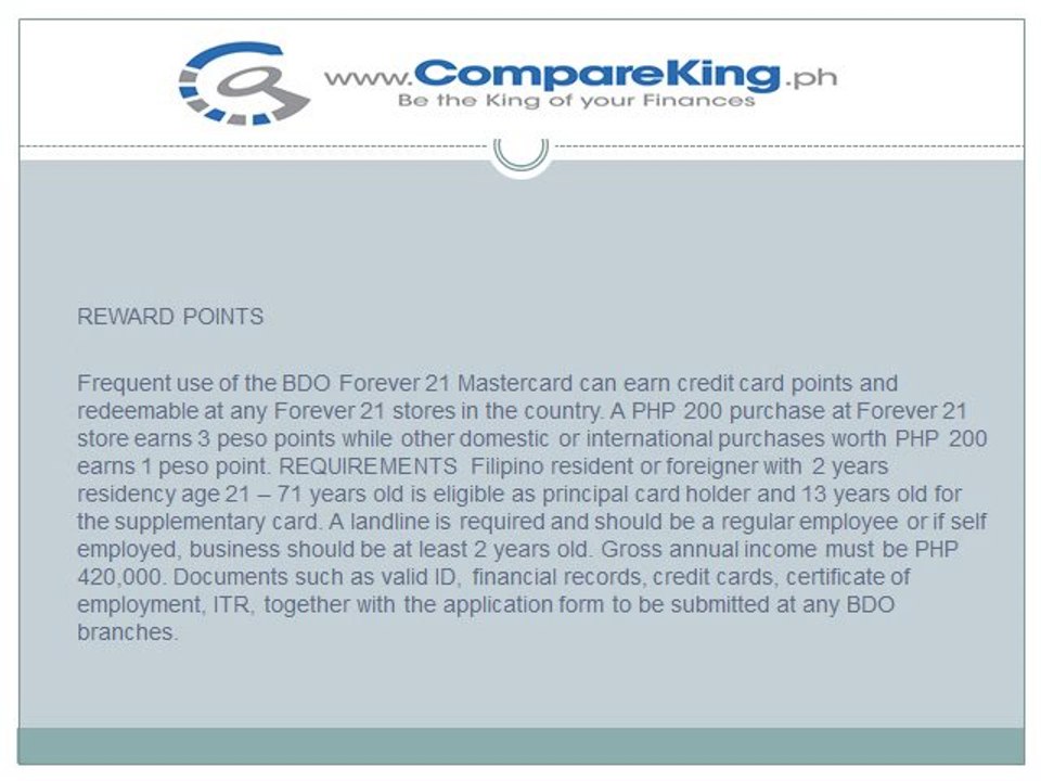BDO Forever 21 MasterCard by CompareKing PH
