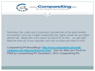 Earn Air Miles and Travel for FREE by CompareKing PH