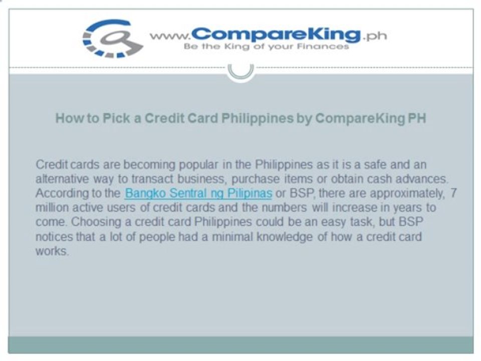 How to Pick a Credit Card Philippines by CompareKing PH