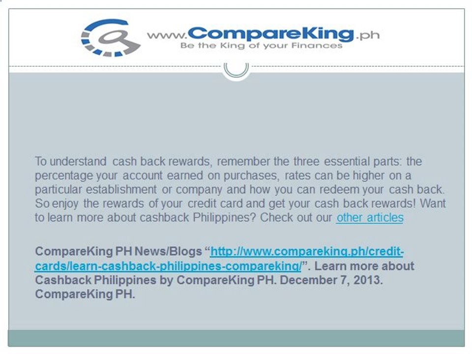 Learn More About Cashback Philippines by CompareKing PH
